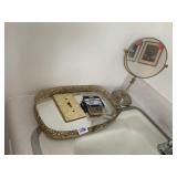 GOLD DRESSER TRAY, MIRROR LIGHT SWITCH