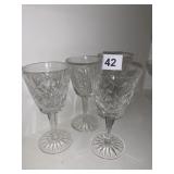 WATERFORD GLASSES ONE WITH CHIP TOTAL 4 - 5.75"