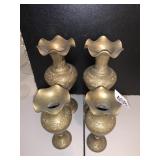4 BRASS VASES