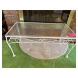 WHITE TABLE GLASS TOP 16X20X18