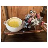 ARTIFICIAL FLOWER ARRANGEMENT, DOUBLE HANDLE BOWL
