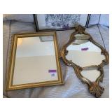 GOLD TONE MIRRORS ONE W/ SHELF MOLDED FRAME