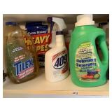 LOWER SHELF CHEMS GLASS CLEANER AND SHOWER