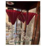 LENOX RED TOP PEDESTAL GLASSES