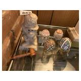 DECORATIVE EGGS AND FIGURINE