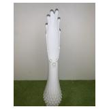 WHITE MILK GLASS SLUNG VASE 16IN