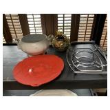 SERVING DISH, CHAFER HOLDER, SPLATTER COVER