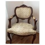 CARVED FRAME ARMCHAIR 38" H X 25W" X 20" D