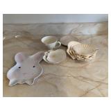 SHELL DISHES AND BUNNY DISHES ETC.