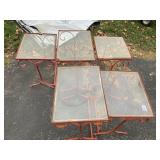 5 IRON GLASS TABLE 1 HAS MINOR CHIP