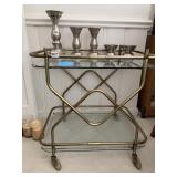 TEA CART 26" X 26" X 21" METAL 2 TIER W/ COASTERS