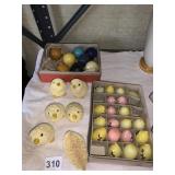 6 CUTE CHICKS AND EGG CANDLES AND BALL CANDLES