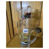ANTIQUE CAR GLASS PITCHER
