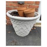 2 OUTDOOR PLANTERS NOT HEAVY WITH SOIL AND PLANT