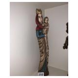 14" H CARVED WOOD STATUE W/ CHILD