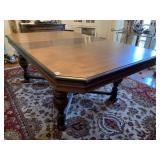 OAK DINING ROOM TABLE W/ EXTRA LEAF, SQUARED