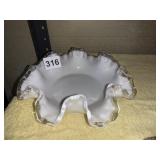 RUFFLE EDGE MILK GLASS DISH