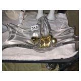 GLASS HANDLE BASKET W/ GOLD BALLS