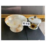 ALABASTER DISH HOUSE OF BRILL STAMP DISPENSER