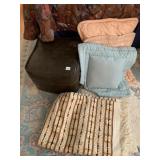 61" X 48" WOVEN FABRIC PLUS PASTEL PILLOWS AND