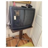 24" ZENITH TV W/ REMOTE AND STAND AND CLOCK RADIO