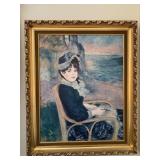 REPRODUCTION 23" X 28" WOMAN IN CHAIR WOOD GOLD