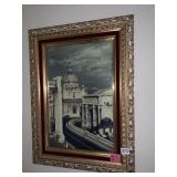 GREECE SCENE PRINT IN FRAME W/ VELVET ACCENT