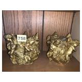 2 GOLD CANDLE W/ MUSICIANS PAIR