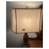 25" H WOOD BASE LAMP W/ SHADE