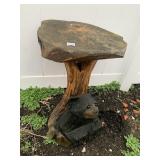 CARVED WOOD BEAR PLANT HOLDER