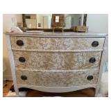 MAHOGANY SPONGE PAINTED DRESSER GOLD AND GRAY -