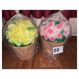 HORCHOW ITALY FLOWER CANDLES IN CLAY POTS