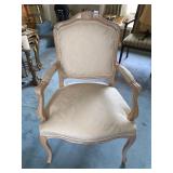 CREAM COLOR ARMCHAIR LIGHT WOOD FINISH VERY GOOD