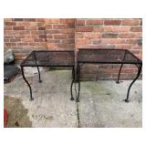 TWO WROUGHT IRON TABLES