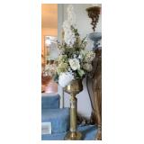 28.5" H BRASS PEDESTAL W/ REMOVEABLE TOP W/ SILK