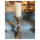 20" H ORNATE TAPER CANDLE HOLDER W/ PILAR CANDLE