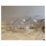 3 (NORMAL SIZED) MARTINI GLASSES 8IN WIDE TOP