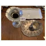 TRIVET, PLATED VASE, DRESSER TRAY