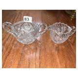 CUT GLASS CREAMER/SUGAR