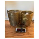 WASTE PAPER METAL CANS W/ PLASTIC LINERS, ALARM