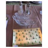 SALT/PEPPER, GLASS DISH, TREE