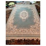 100" X 60" BLUE/CREAM WOOL RUG