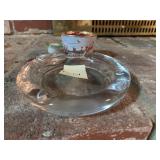 GLASS ASHTRAY AND CANDLE