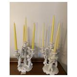 PORCELAIN CANDLE STICKS 4 ARM CHERUB DESIGN