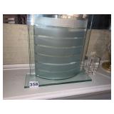 RIBBED ART GLASS DECORATIVE PIEC AND PAPER WEIGHT