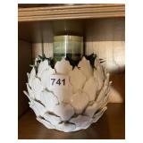 CANDLE HOLDER W/ PILLAR CANDLE 4" MODERN