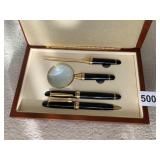 PEN/PENCIL SET W/ MAG. GLASS AND LETTER OPENER