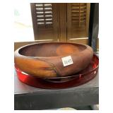 WOODEN BOWL AND SERVING TRAYS