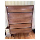 MID CENTURY 5 DRAWER DRESSER 44.5" H X 32" W X 18"
