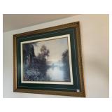 LAKE SIDE PRINT TRIPLE MAT UNDER MUSEUM GLASS 40"